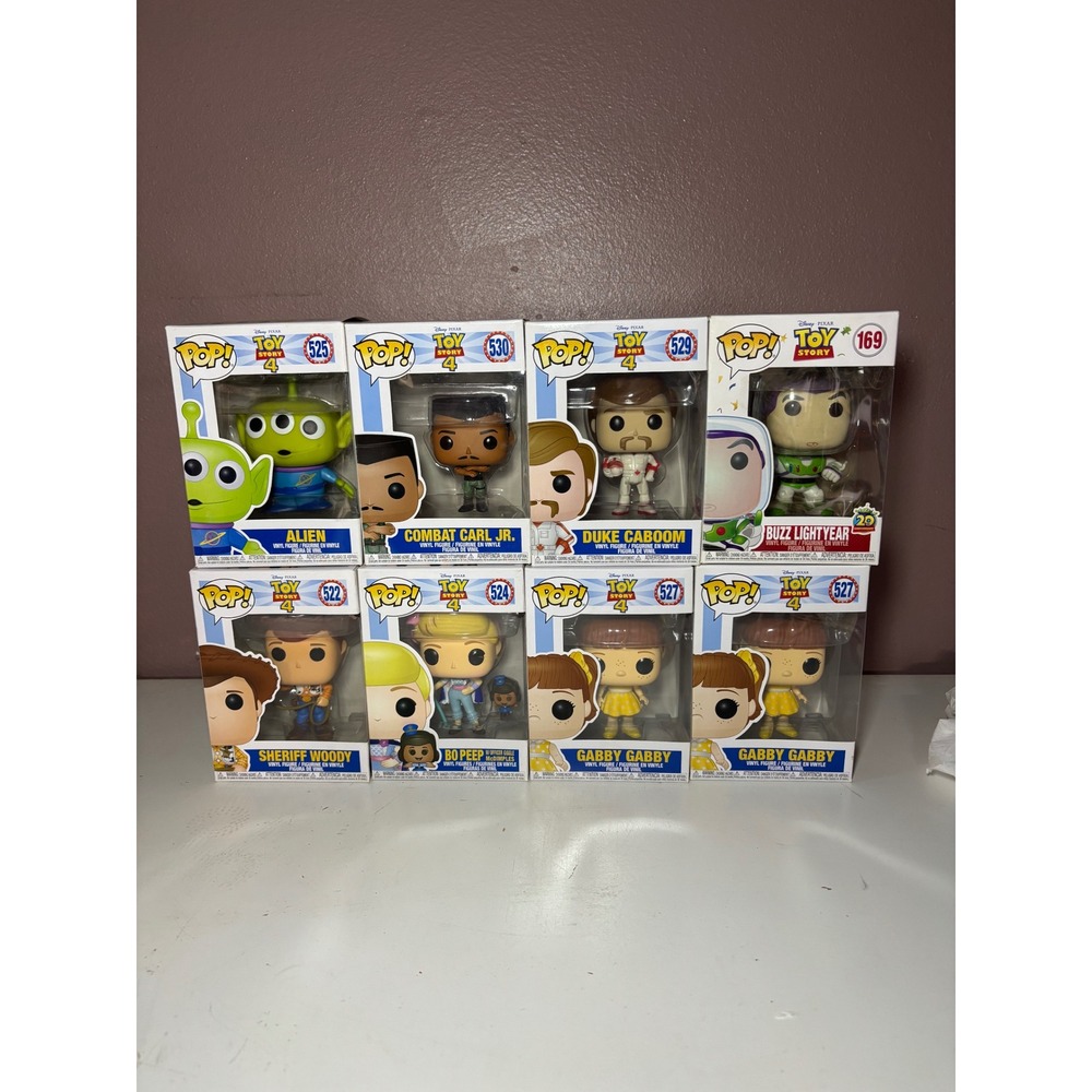 Funko Pop Toy Story 4 Lot of 8 Woody Buzz Alien Bo Peep Duke Caboom Gabby Gabby